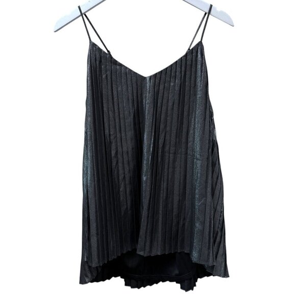 EXPRESS Metallic Top Size Large Metallic Gray Black Pleated Womens Cami NWOT - Picture 1 of 8